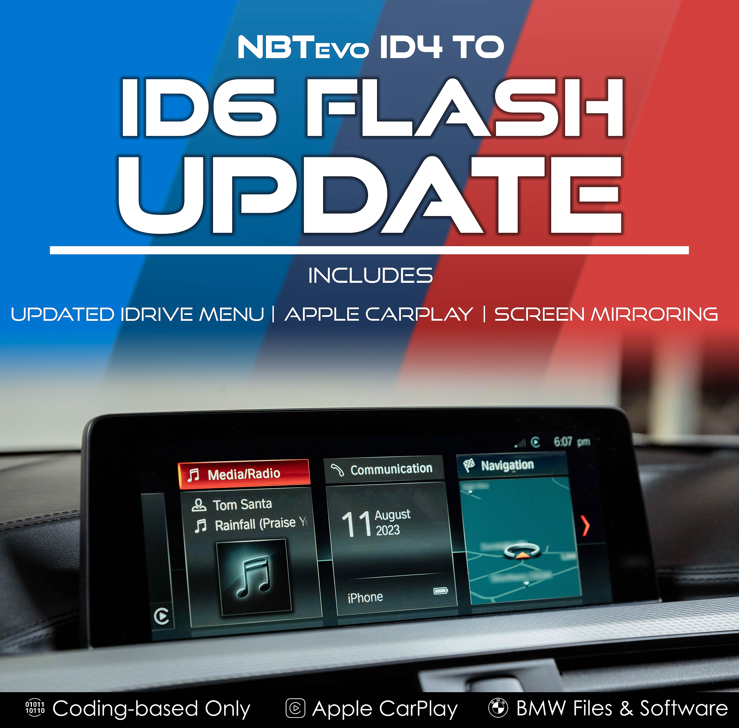 BMW NBTevo ID4 to ID6 Flash Update + Apple CarPlay Activation