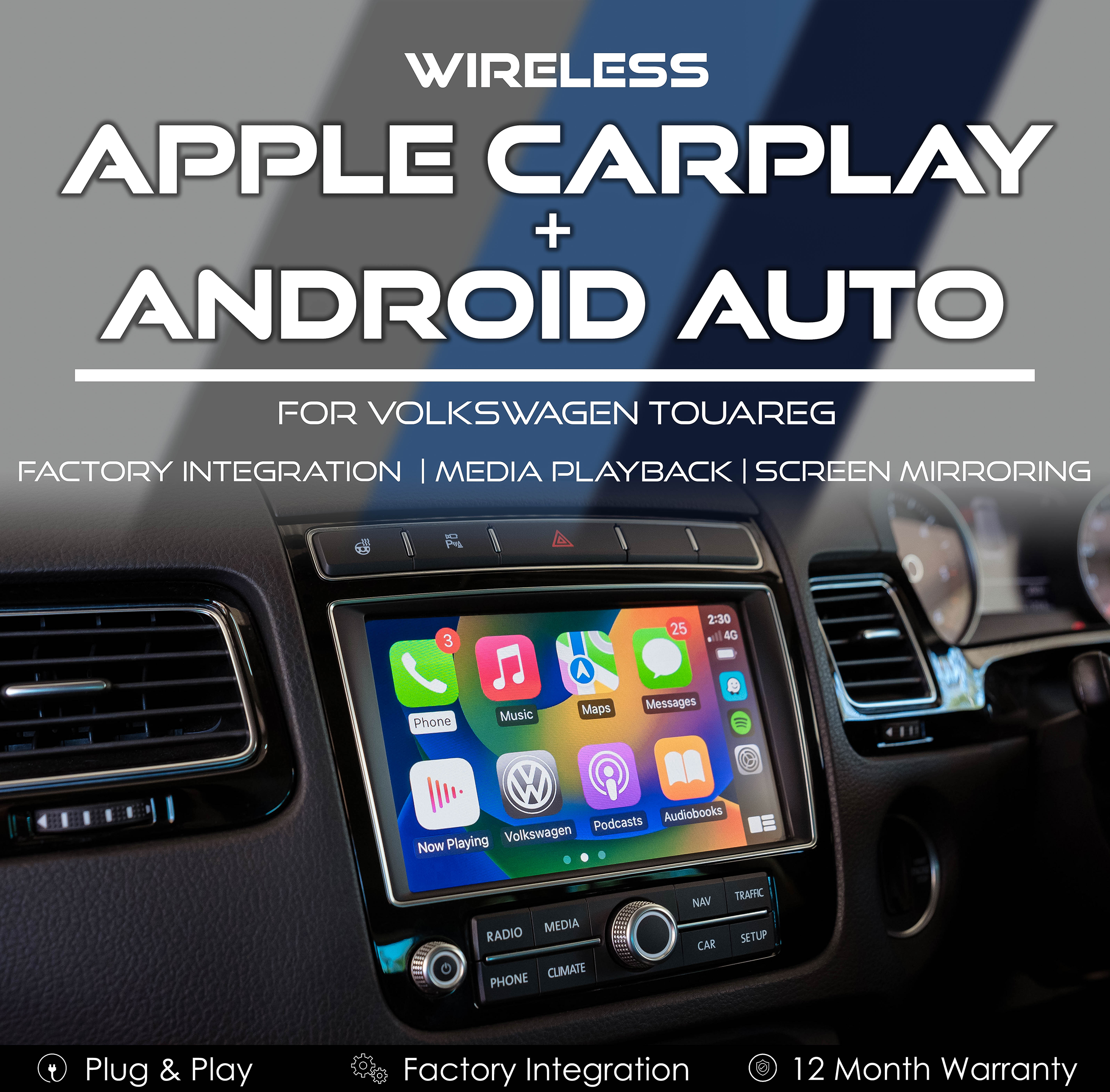 Wireless Apple CarPlay Android Auto Integration for Volkswagen 7P Touareg