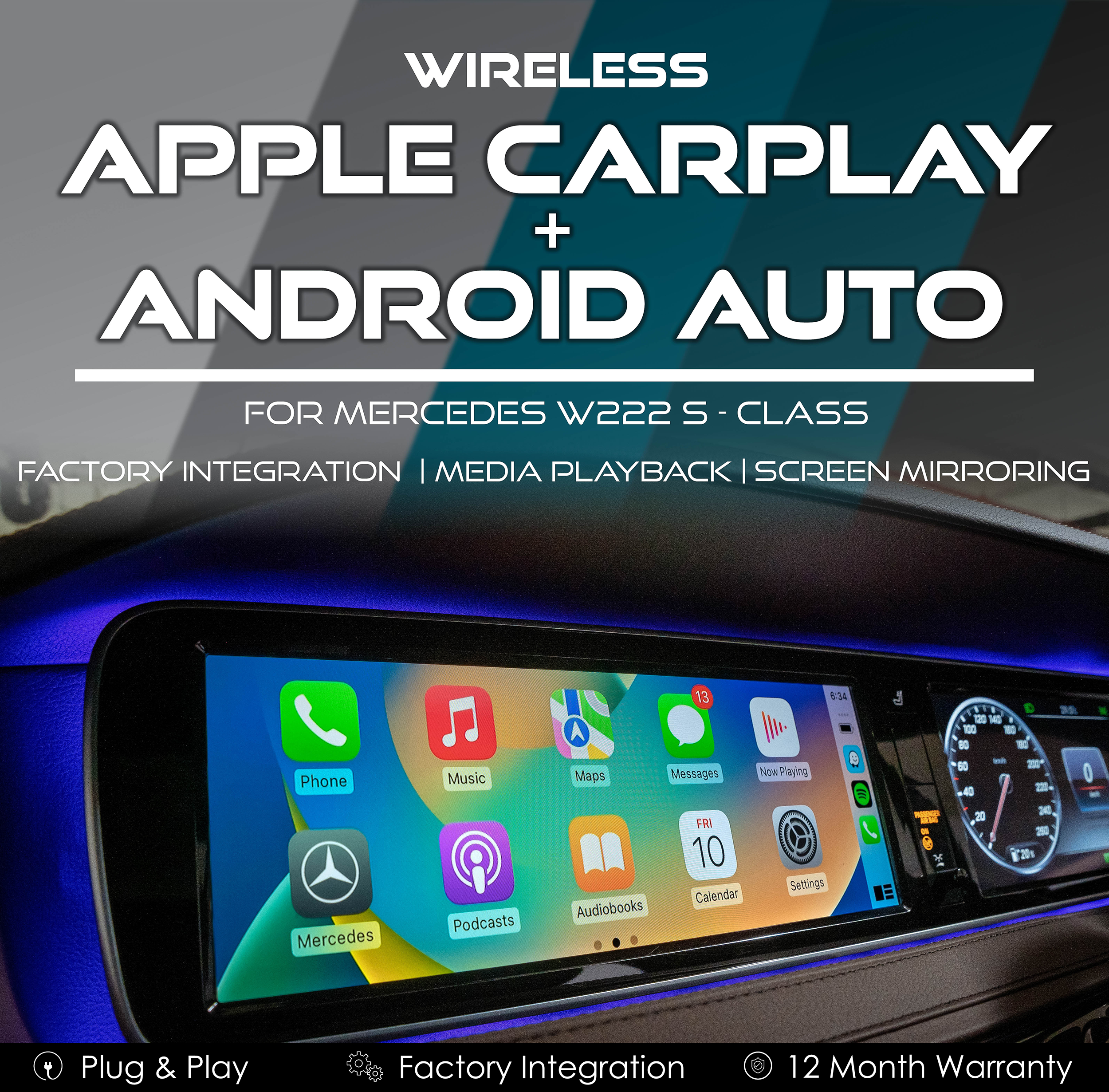 Wireless Apple CarPlay & Android Auto Integration for Mercedes W222 S-Class
