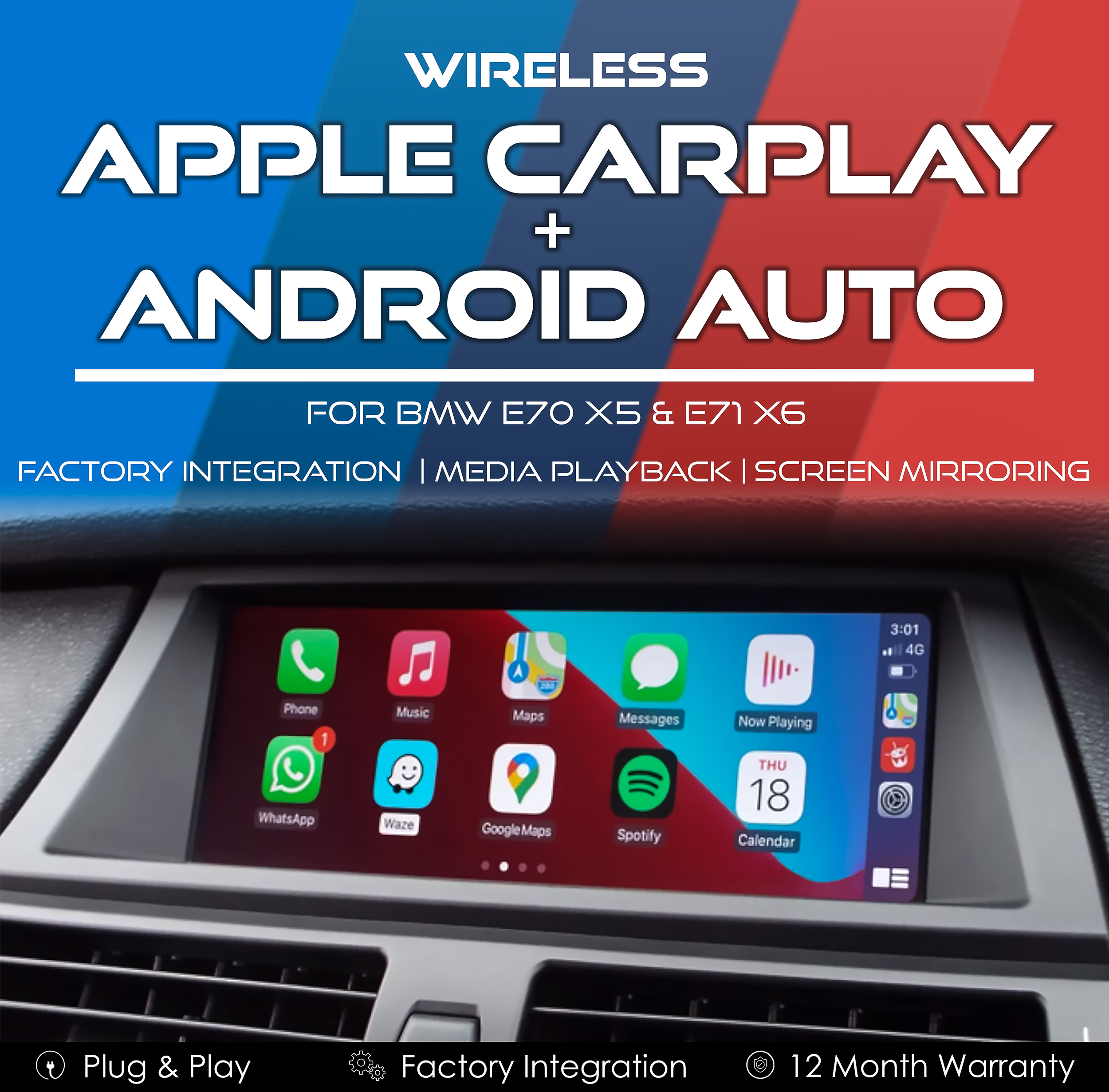 Wireless Apple CarPlay & Android Auto Integration for BMW E70 X5 & E71 X6