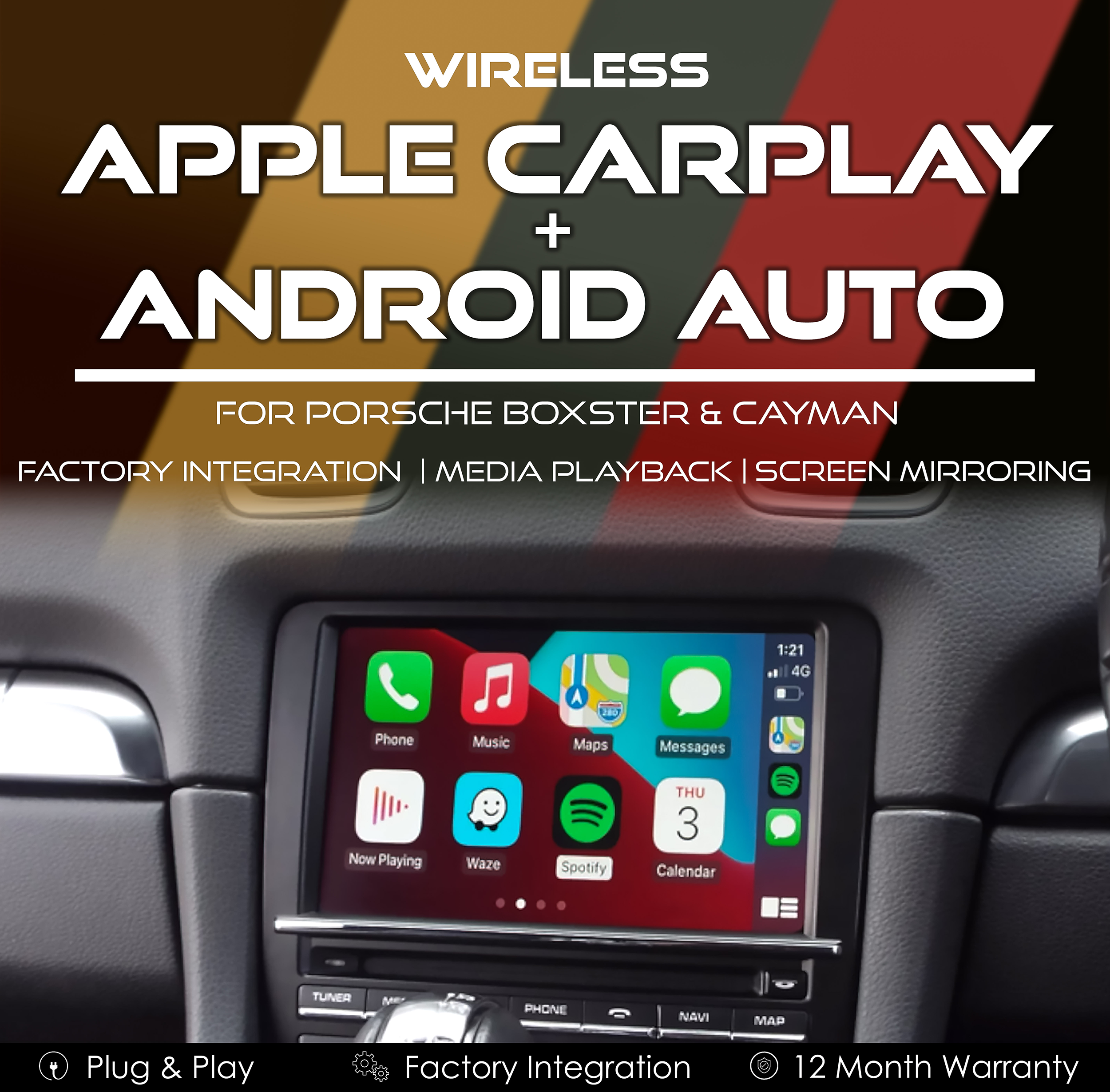 Wireless Apple CarPlay & Android Auto Integration for Porsche Boxster & Cayman