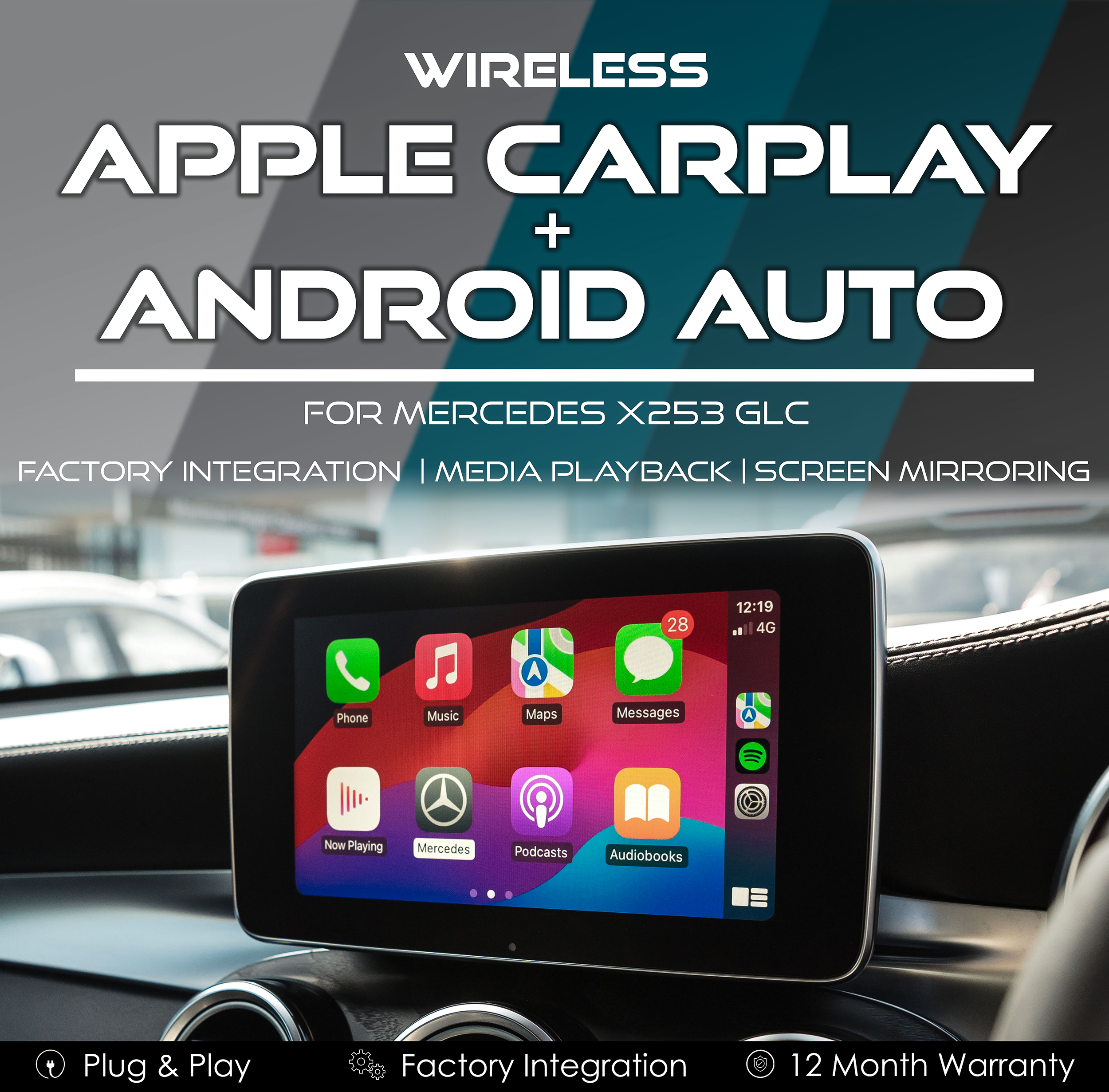 Wireless Apple CarPlay Android Auto Integration for Mercedes X253 GLC