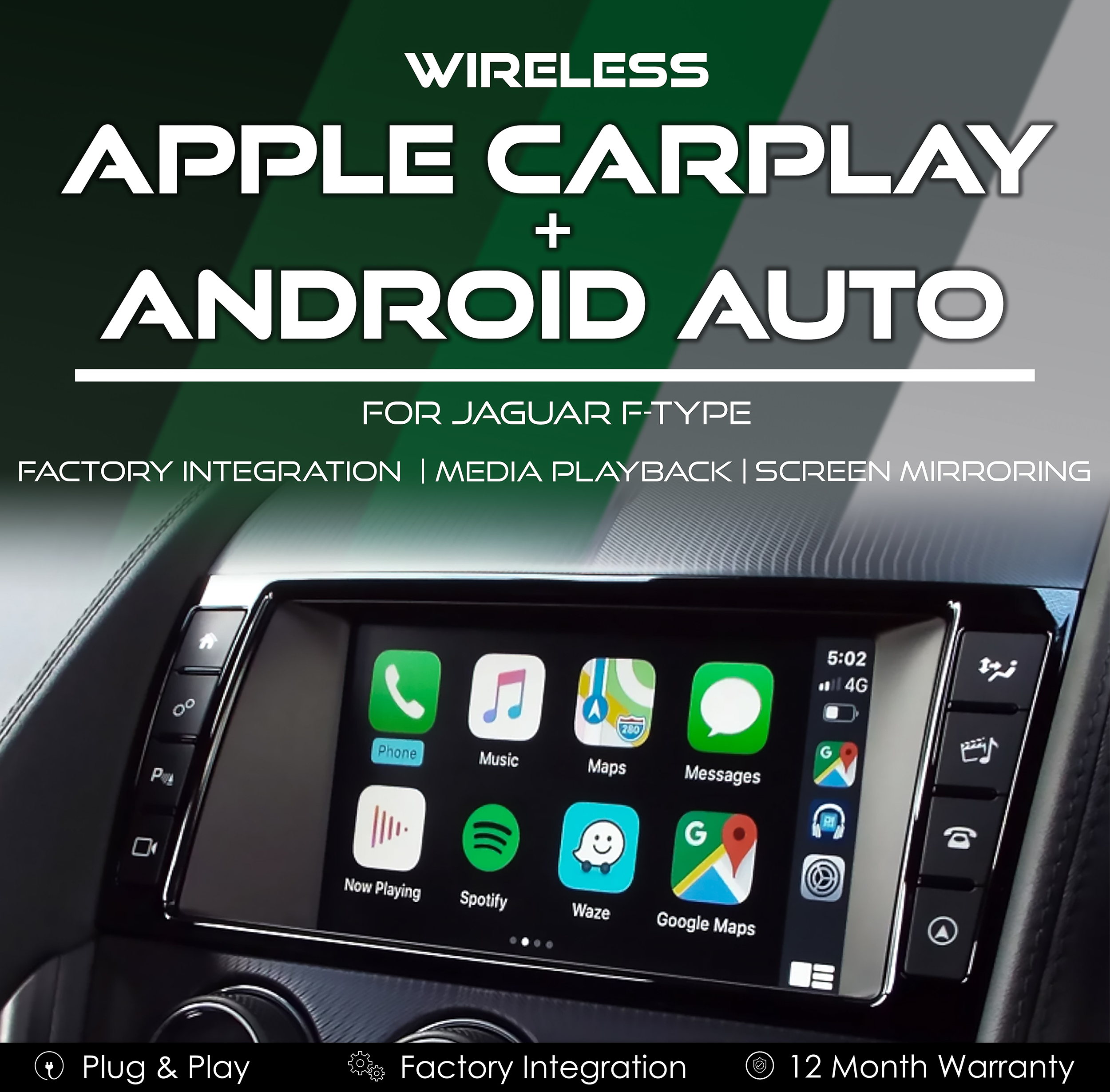 Wireless Apple CarPlay & Android Auto Integration for Jaguar F-Type