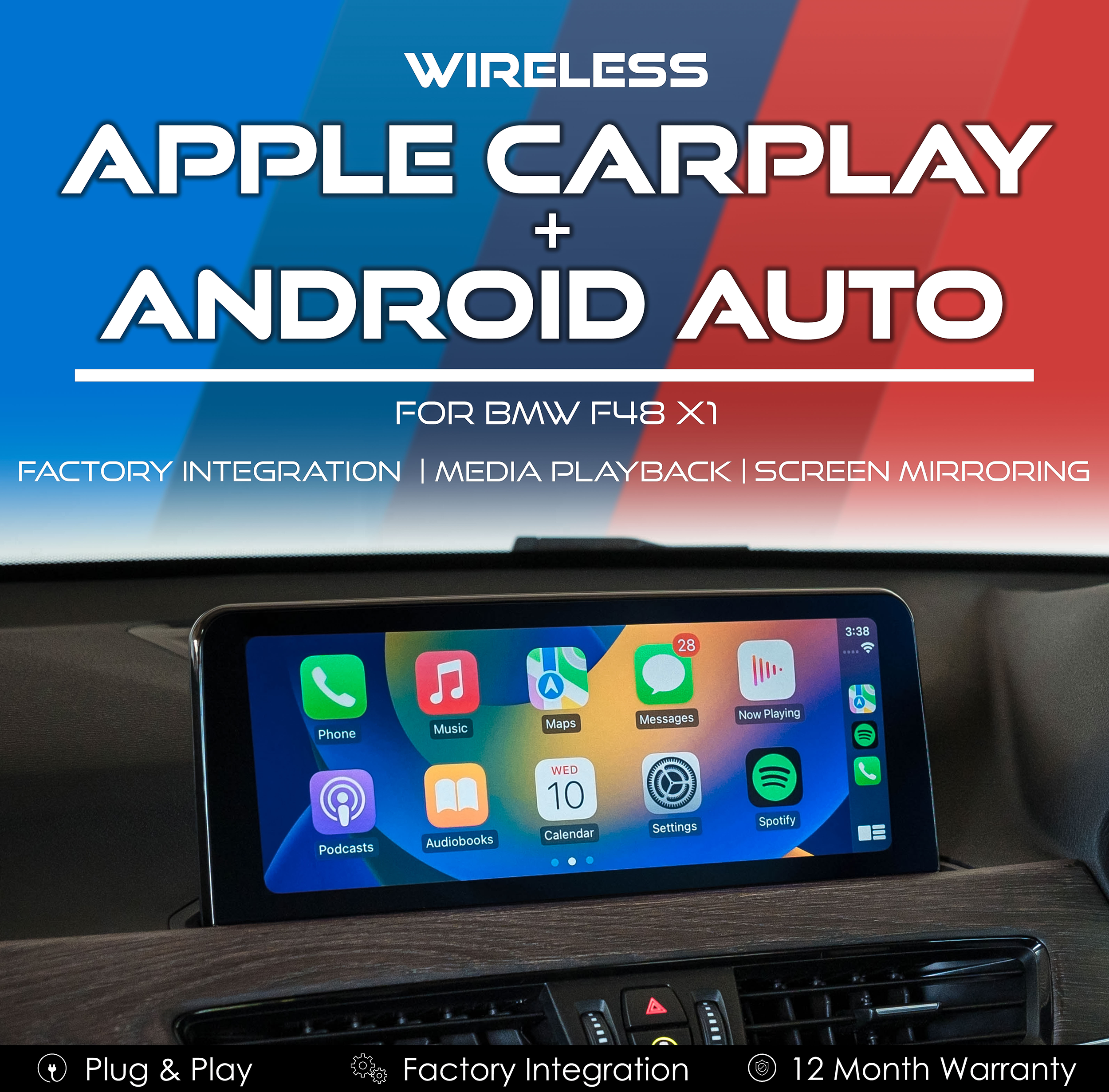 Wireless Apple CarPlay Android Auto Integration for BMW F48 X1
