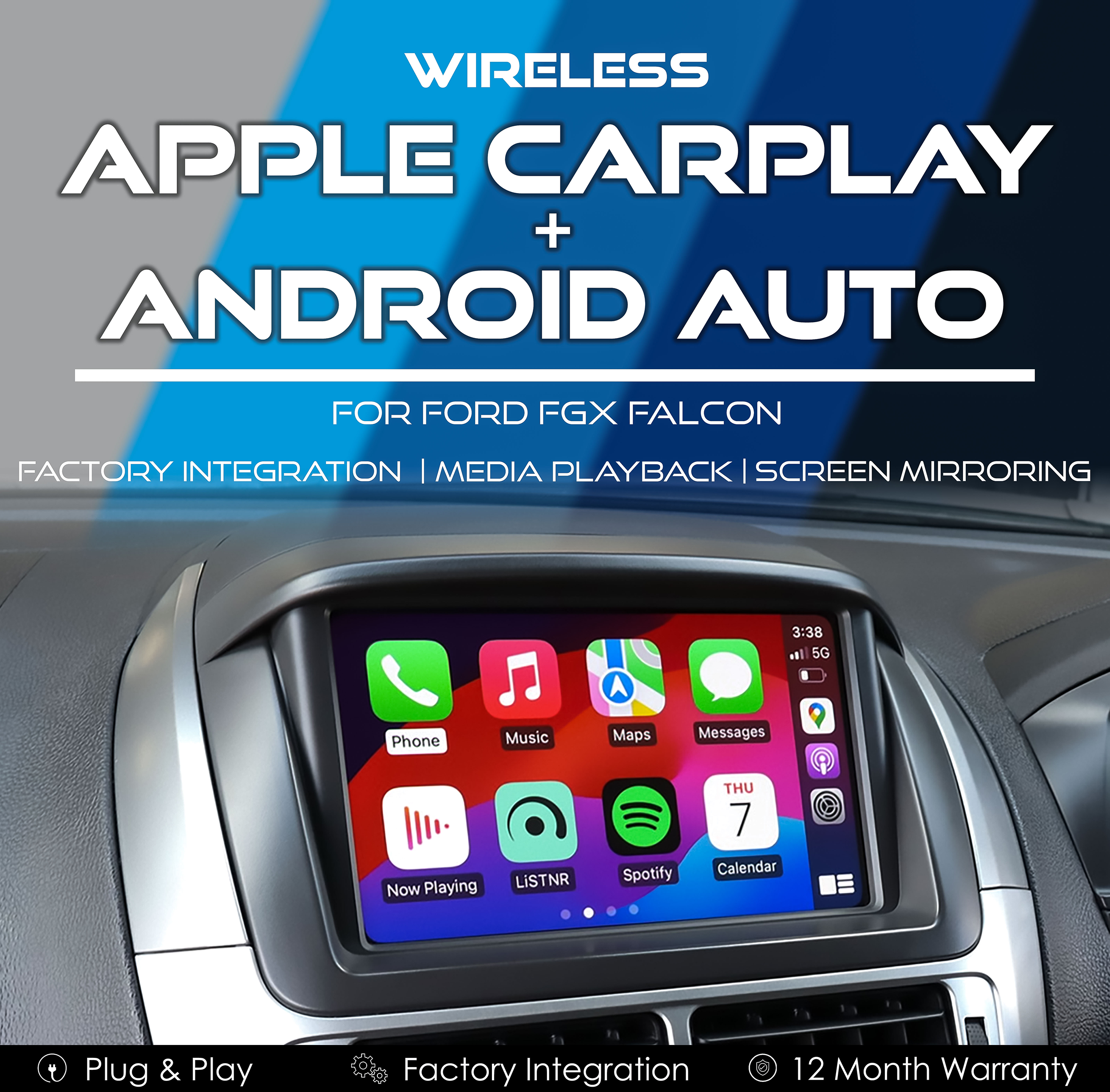 Wireless Apple CarPlay Android Auto Integration for Ford FG-X Falcon with Sync 2.0