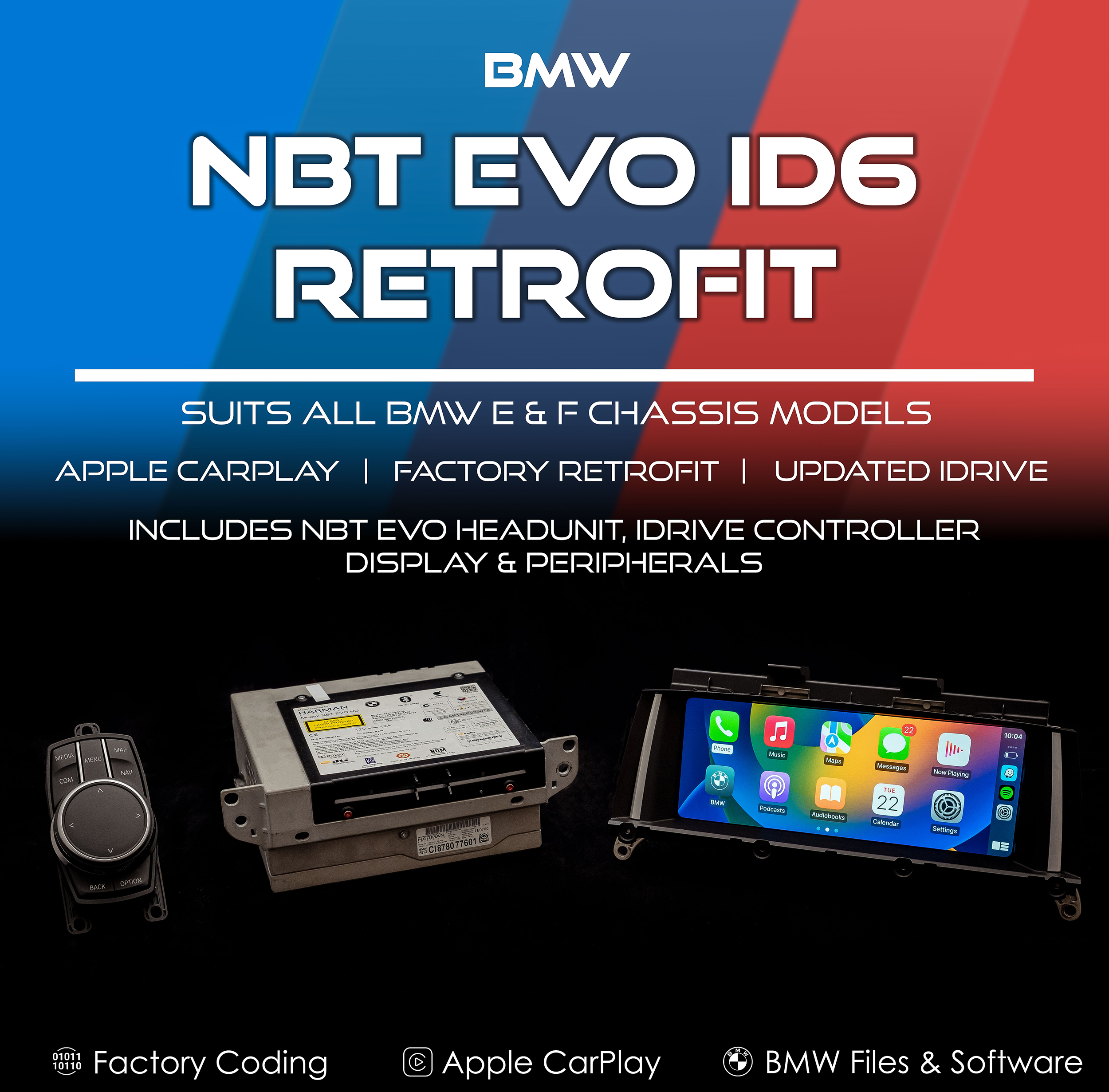 BMW NBTevo ID6 Professional Navigation Retrofit includes Apple CarPlay Activation & Coding