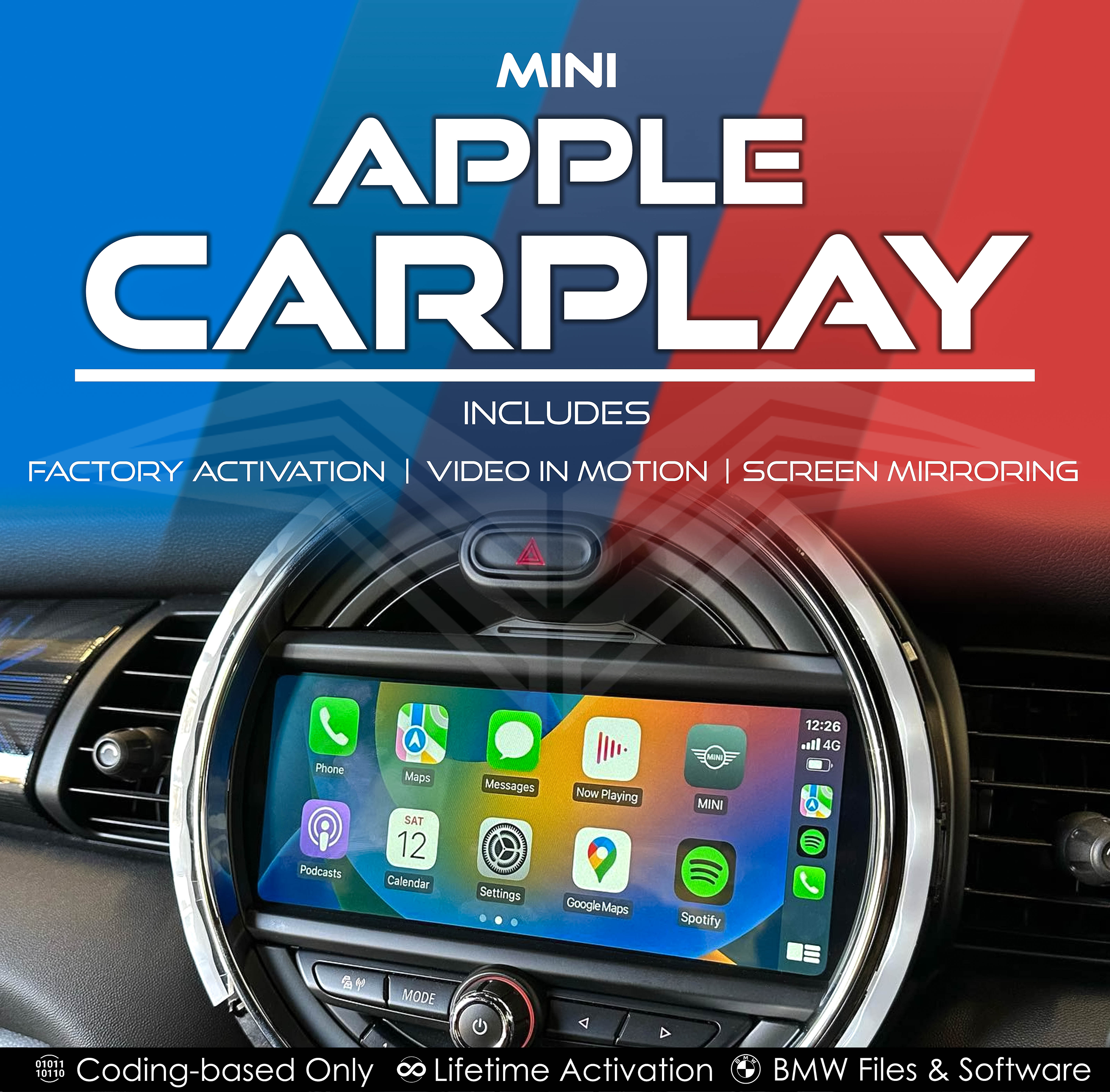 Mini Factory Apple CarPlay Activation plus Video in Motion & Screen Mirroring