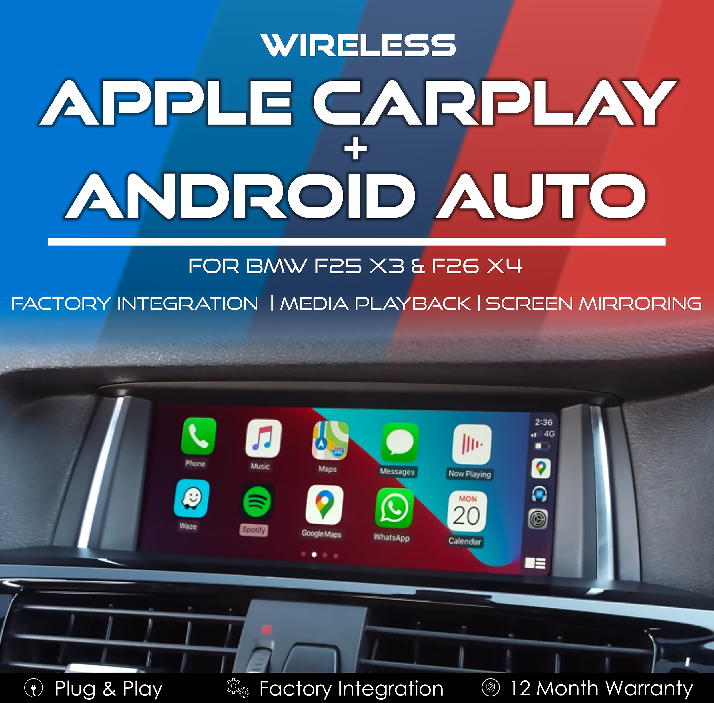 Wireless Apple CarPlay & Android Auto Integration for BMW F25 X3 & F26 X4