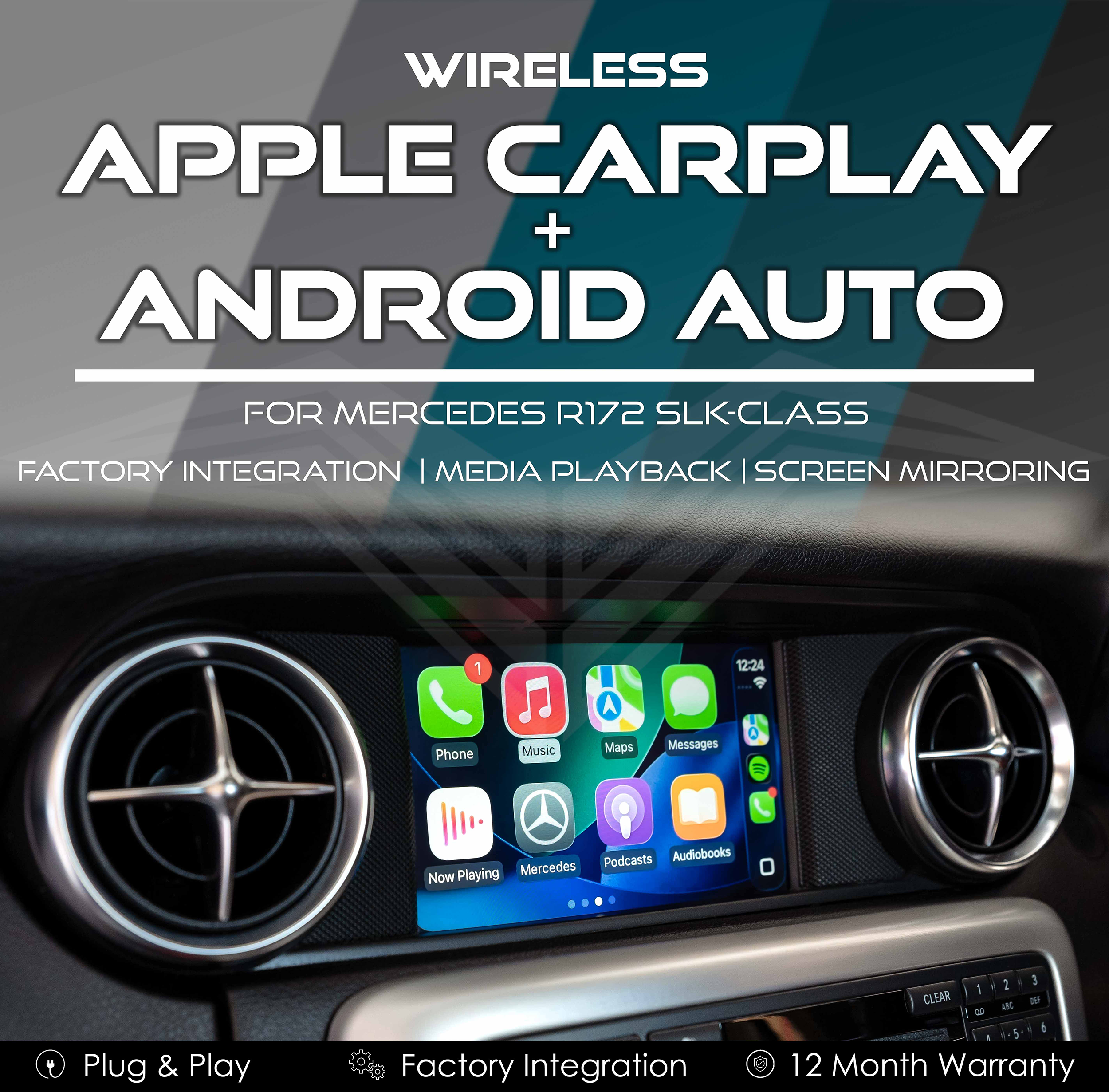 Wireless Apple CarPlay Android Auto Integration for Mercedes R172 SLK-Class