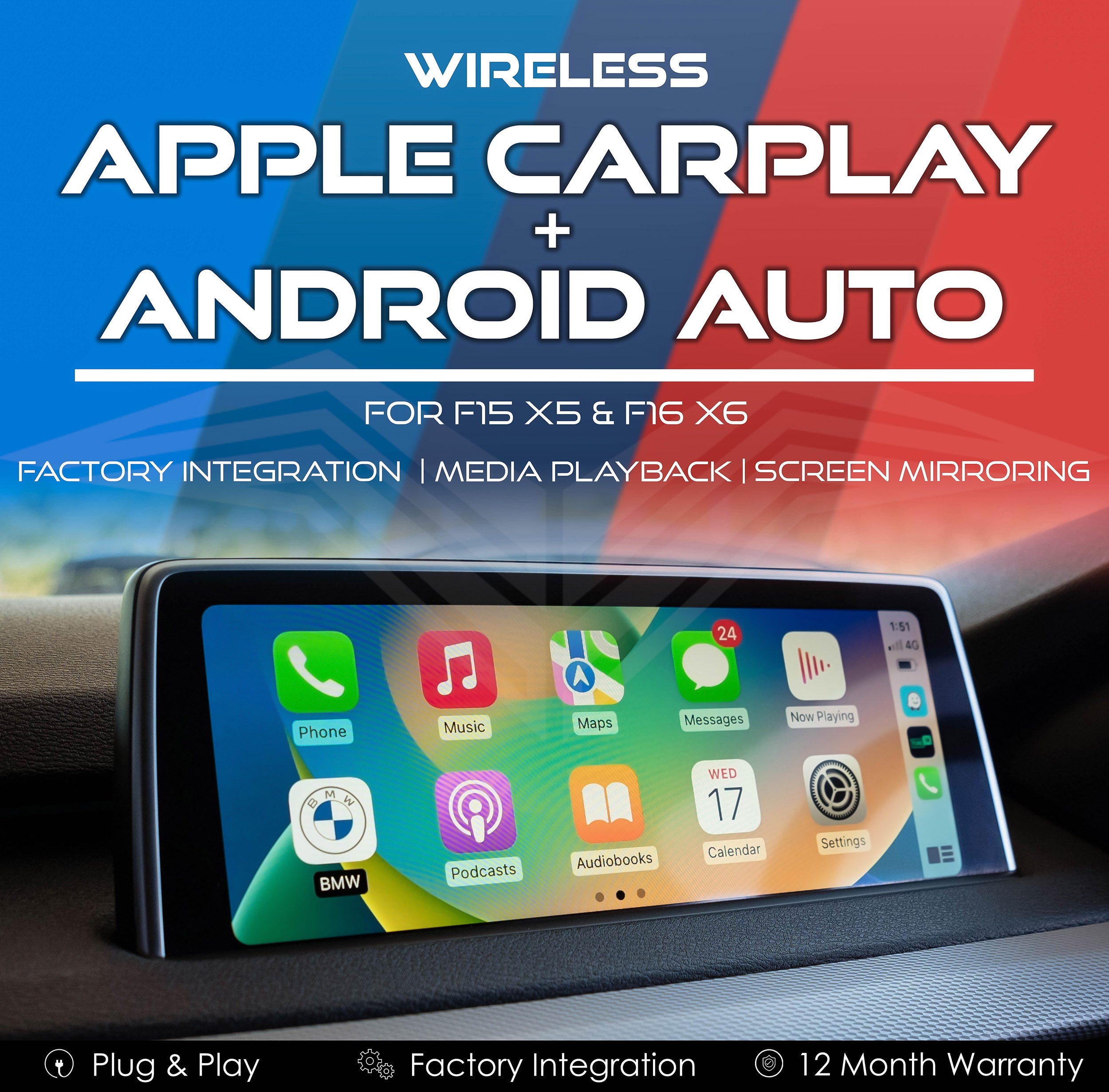 Wireless Apple CarPlay & Android Auto Integration for BMW F15 X5 & F16 X6