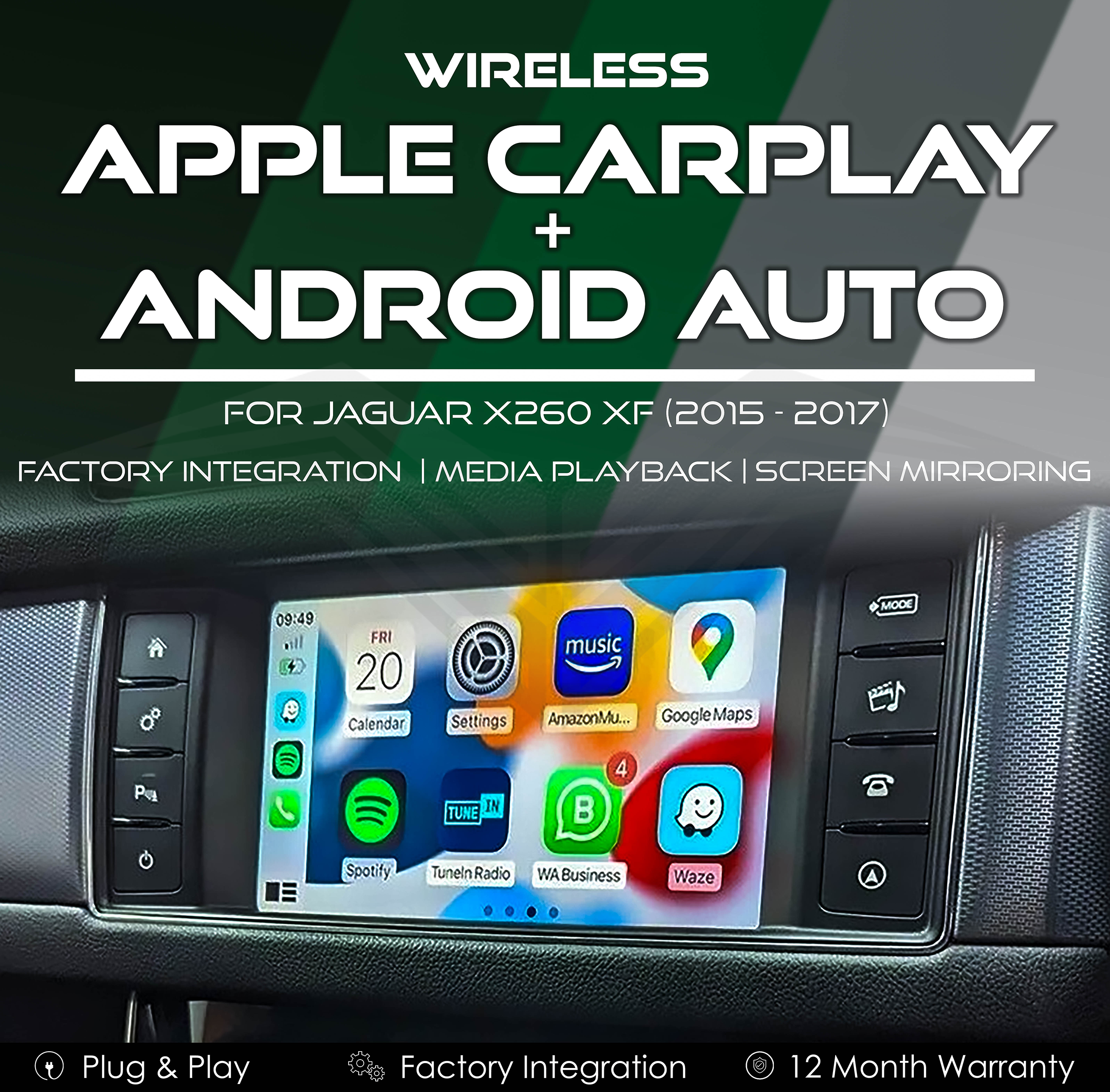Jaguar X260 XF Wireless Apple & CarPlay Android Auto Integration