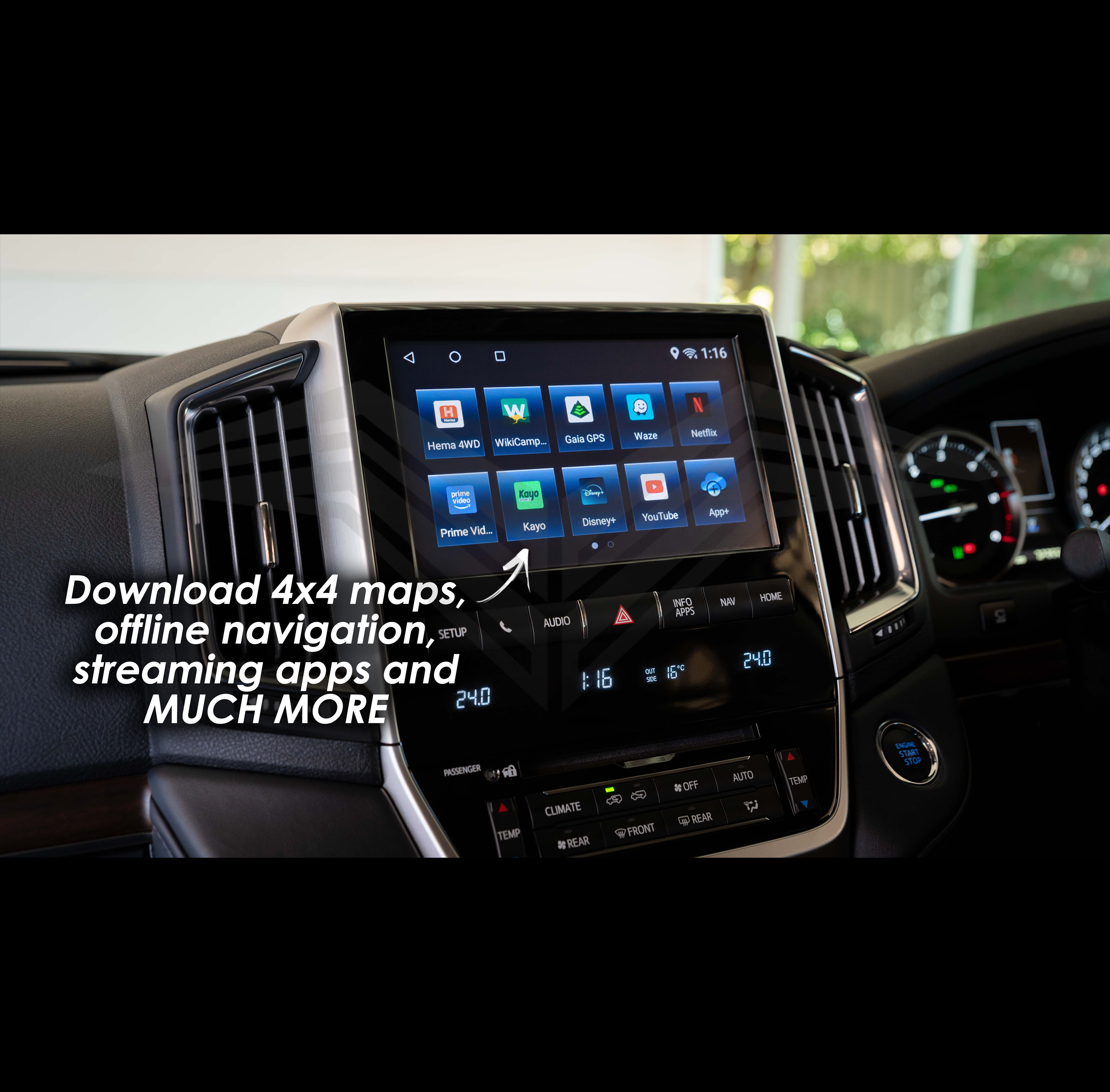 Android Multimedia Interface with Apple CarPlay & Android Auto for Toyota LC200 Landcruiser VX & Sahara 16-21