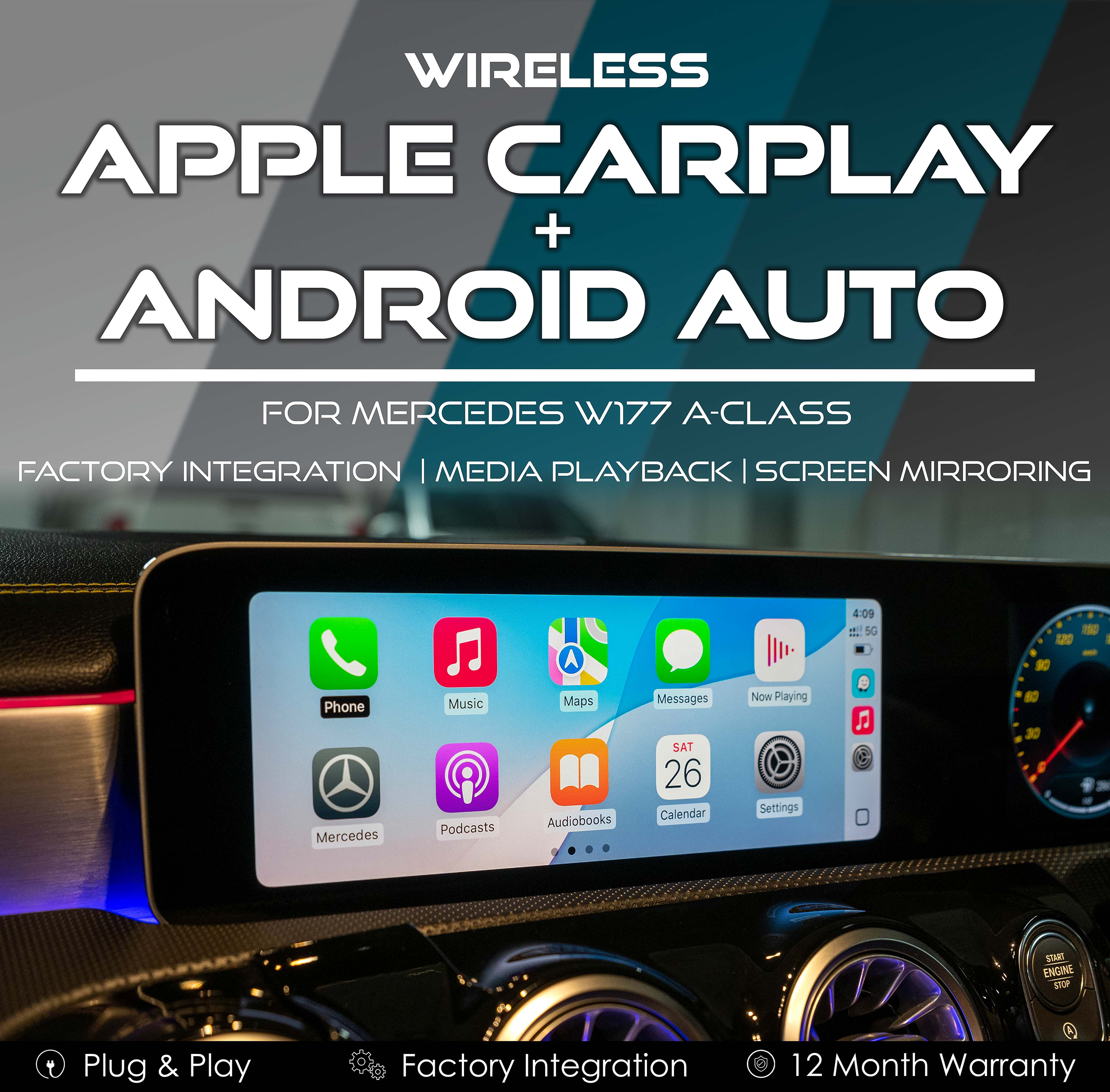 Wireless Apple CarPlay & Android Auto Integration for Mercedes W177 A Class / V177 CLA