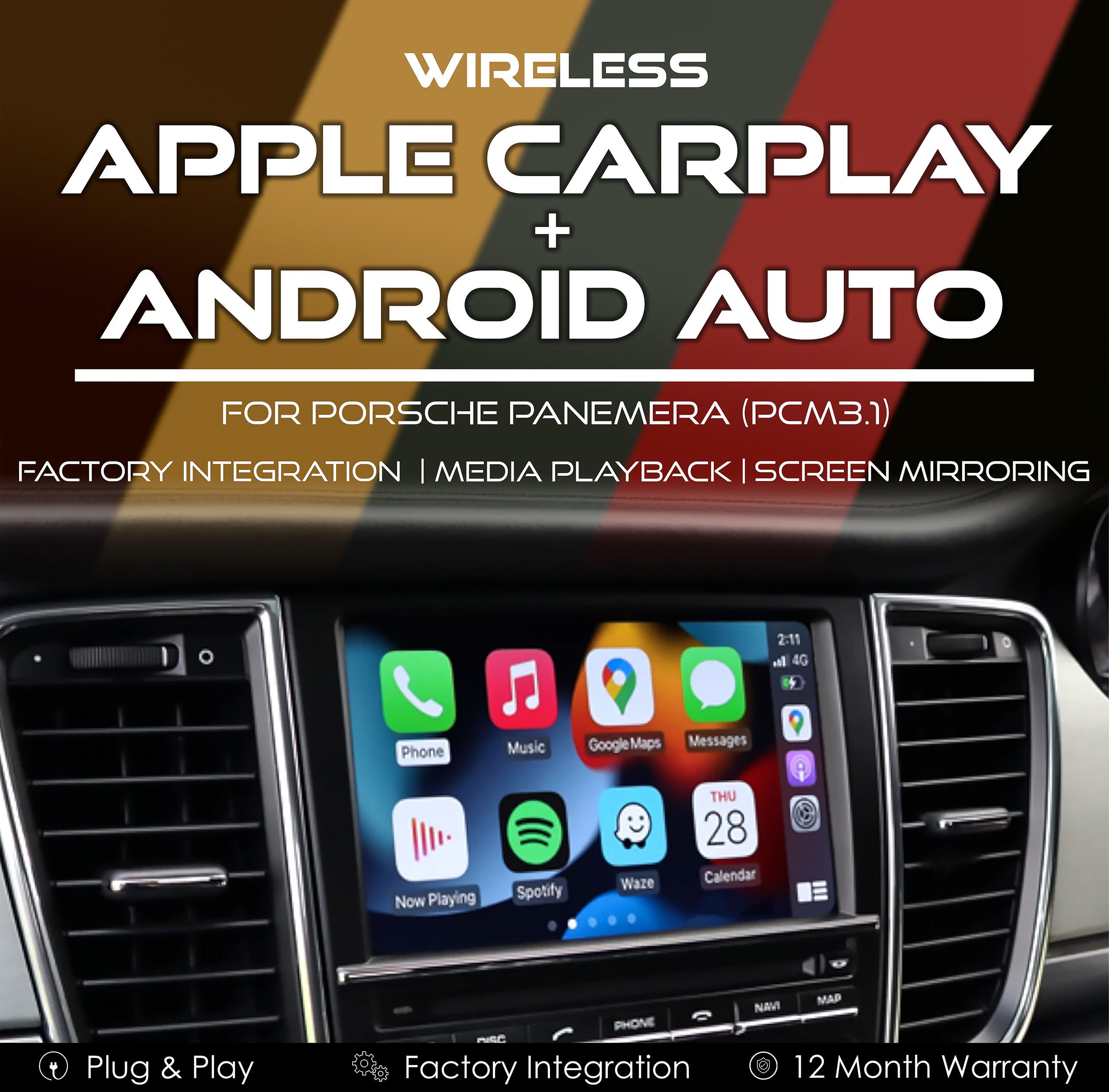 Wireless Apple CarPlay and Android Auto Integration for Porsche Panemera
