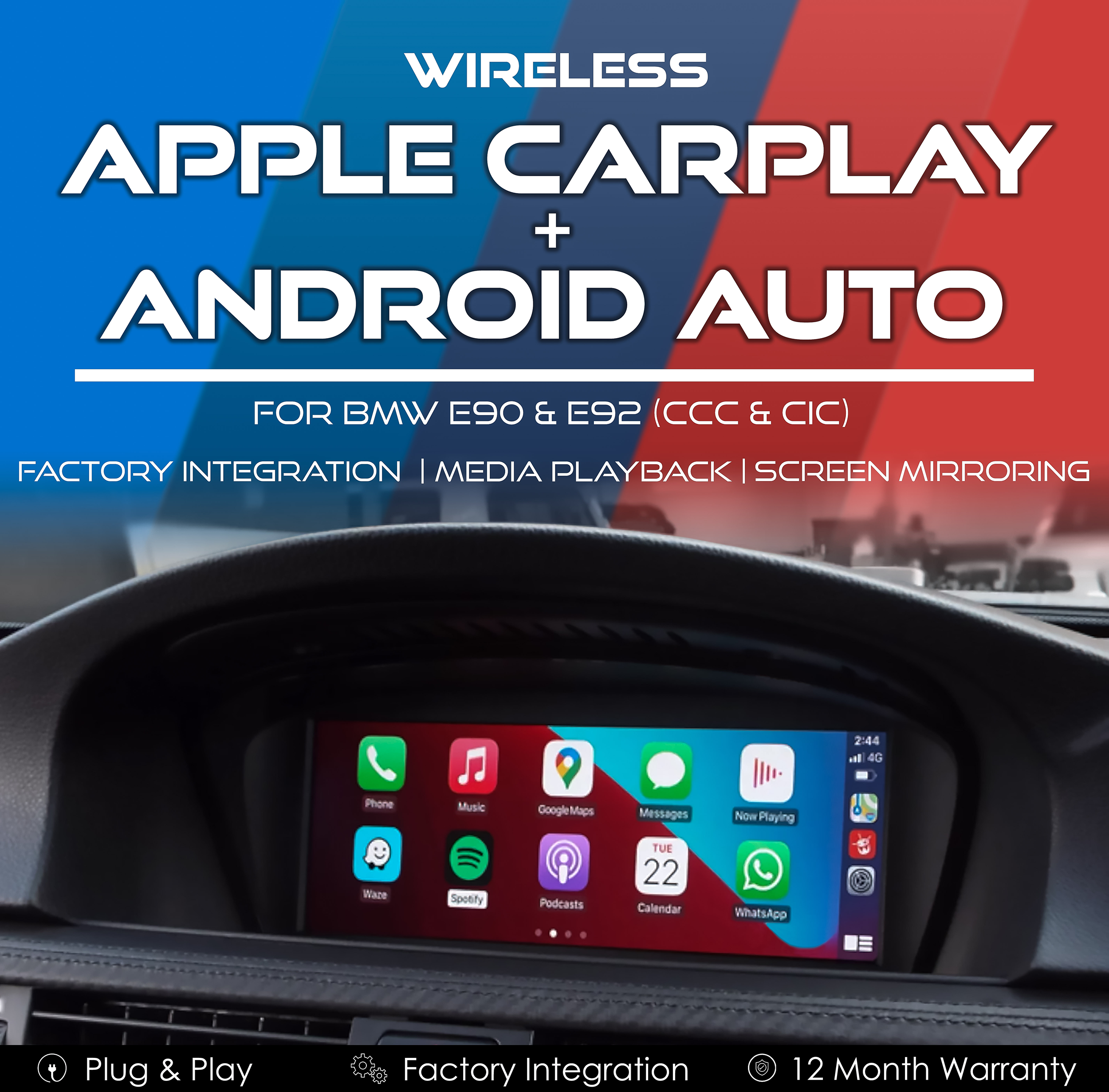 Wireless Apple CarPlay & Android Auto Integration for BMW E90 E91 E92 E93 3 Series