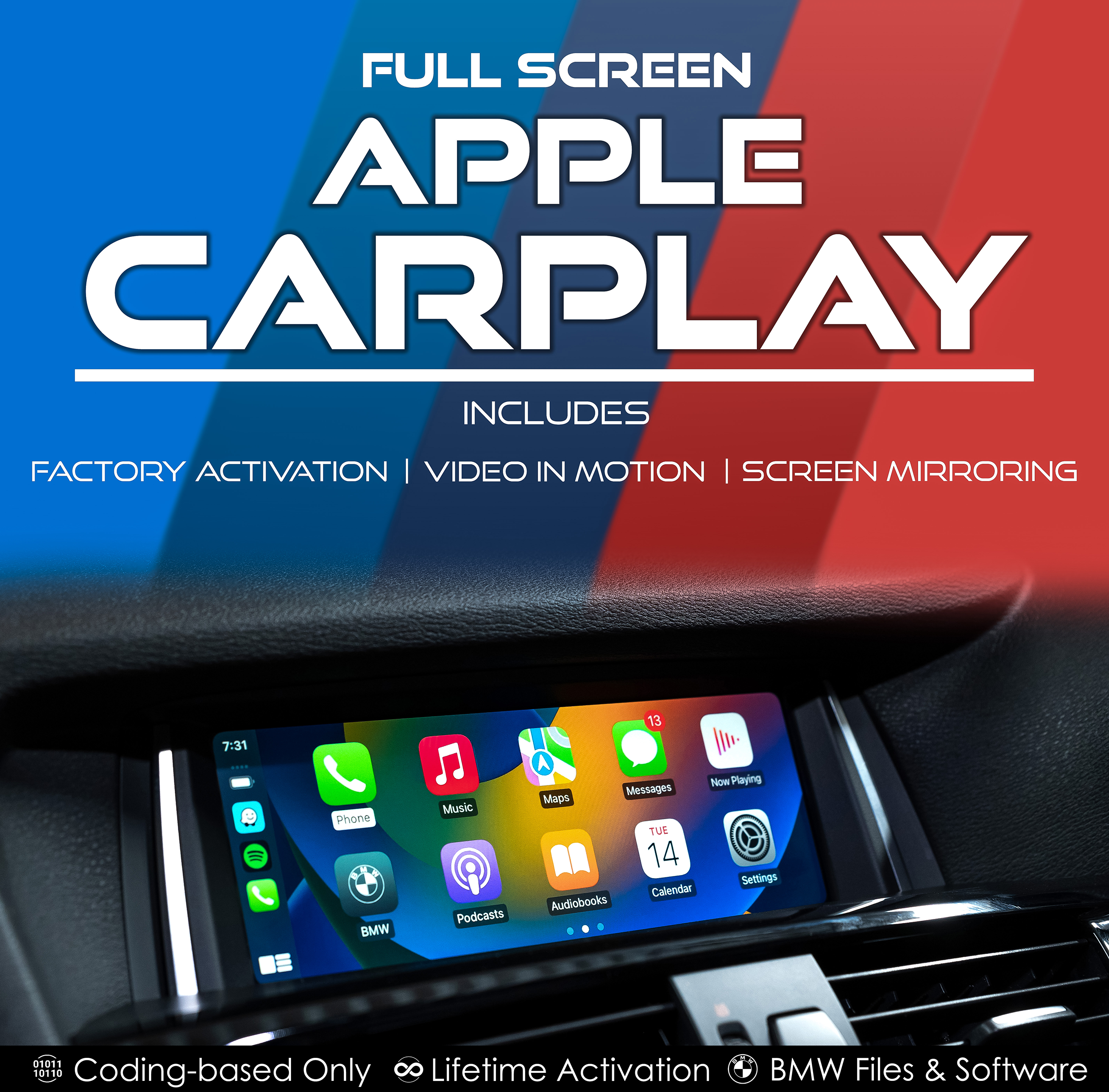 BMW Factory Apple CarPlay Activation plus Video in Motion & Screen Mirroring