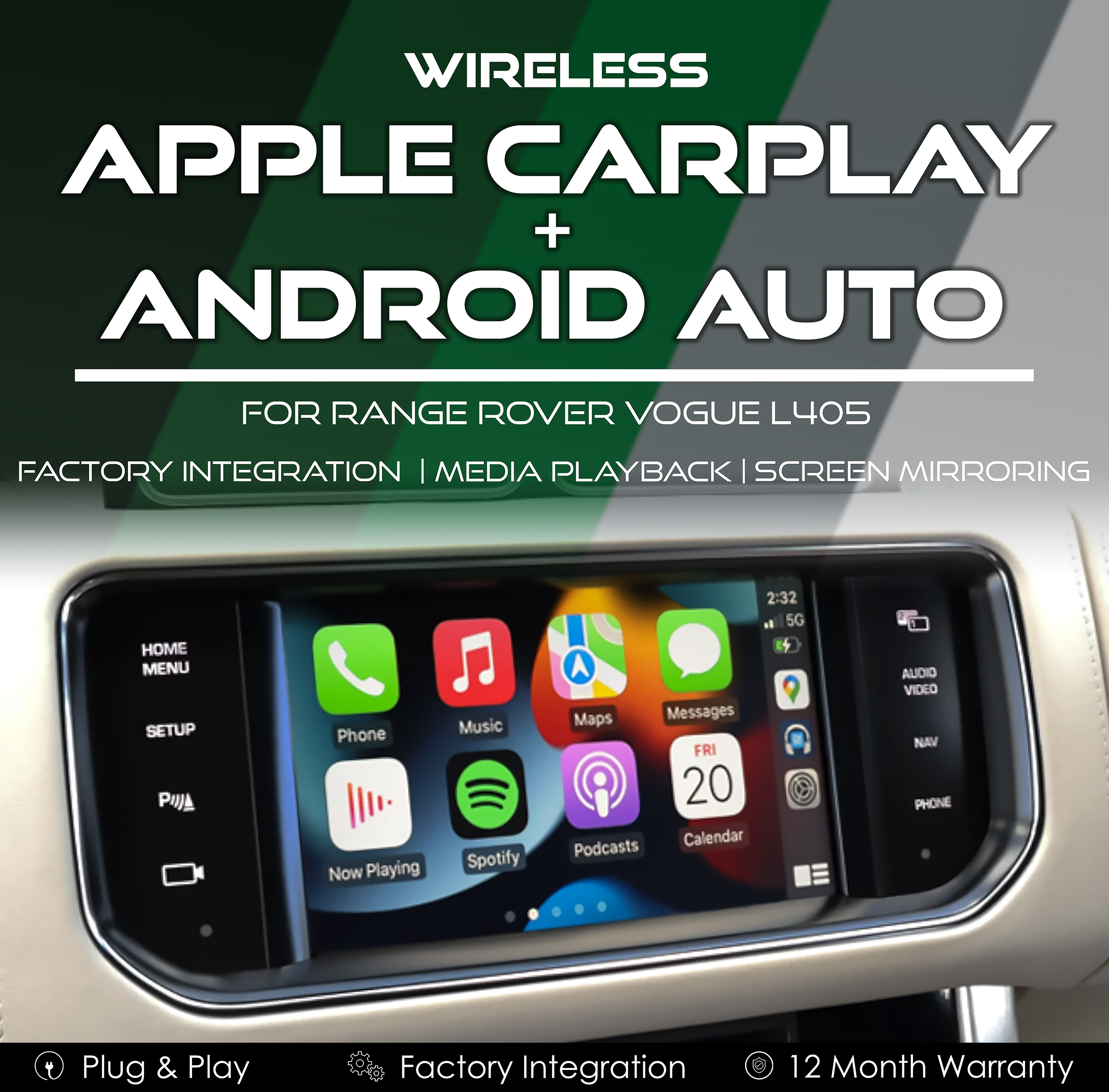 Wireless Apple CarPlay Android Auto Integration for Range Rover L405 Vogue