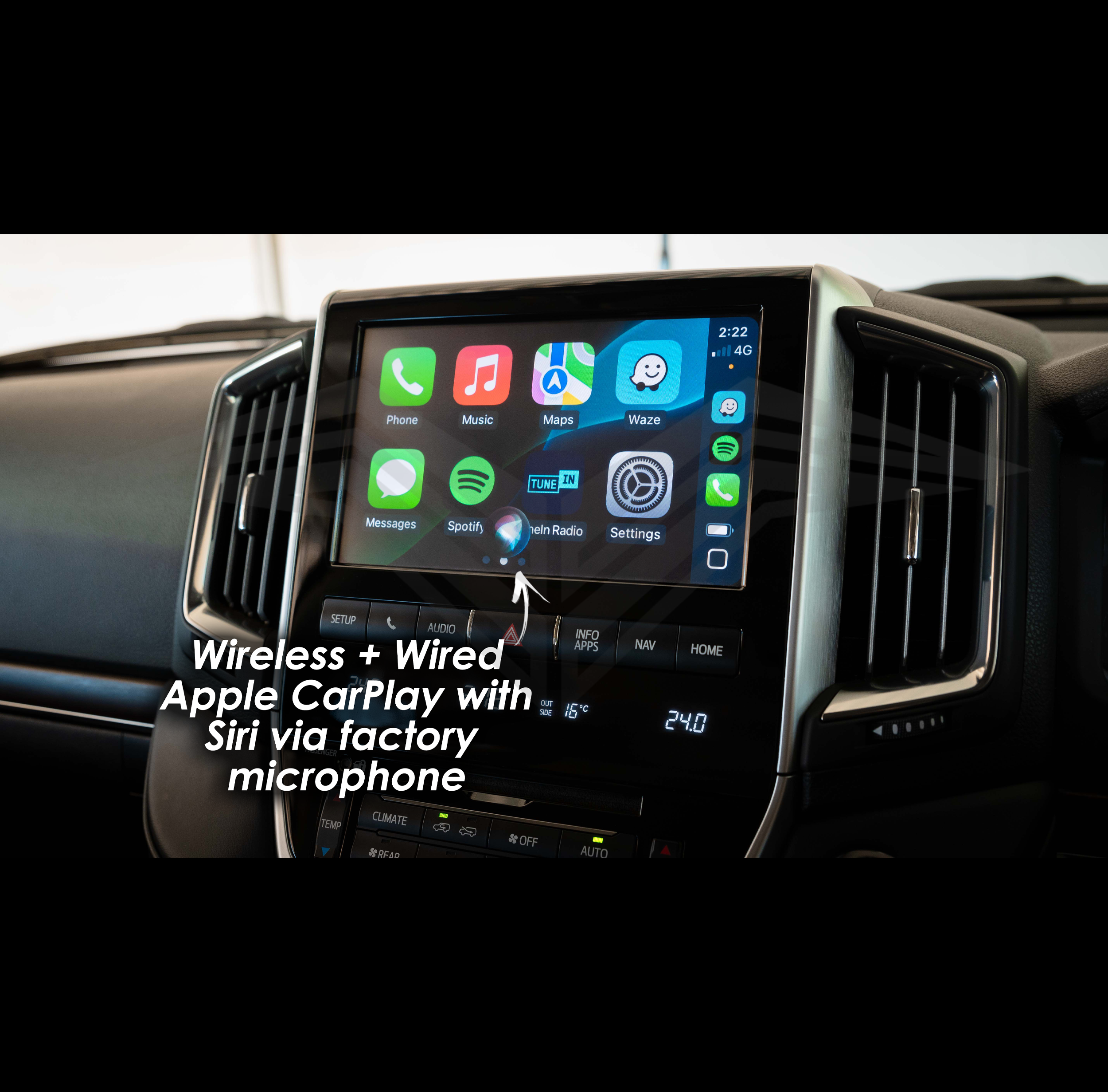 Android Multimedia Interface with Apple CarPlay & Android Auto for Toyota LC200 Landcruiser VX & Sahara 16-21
