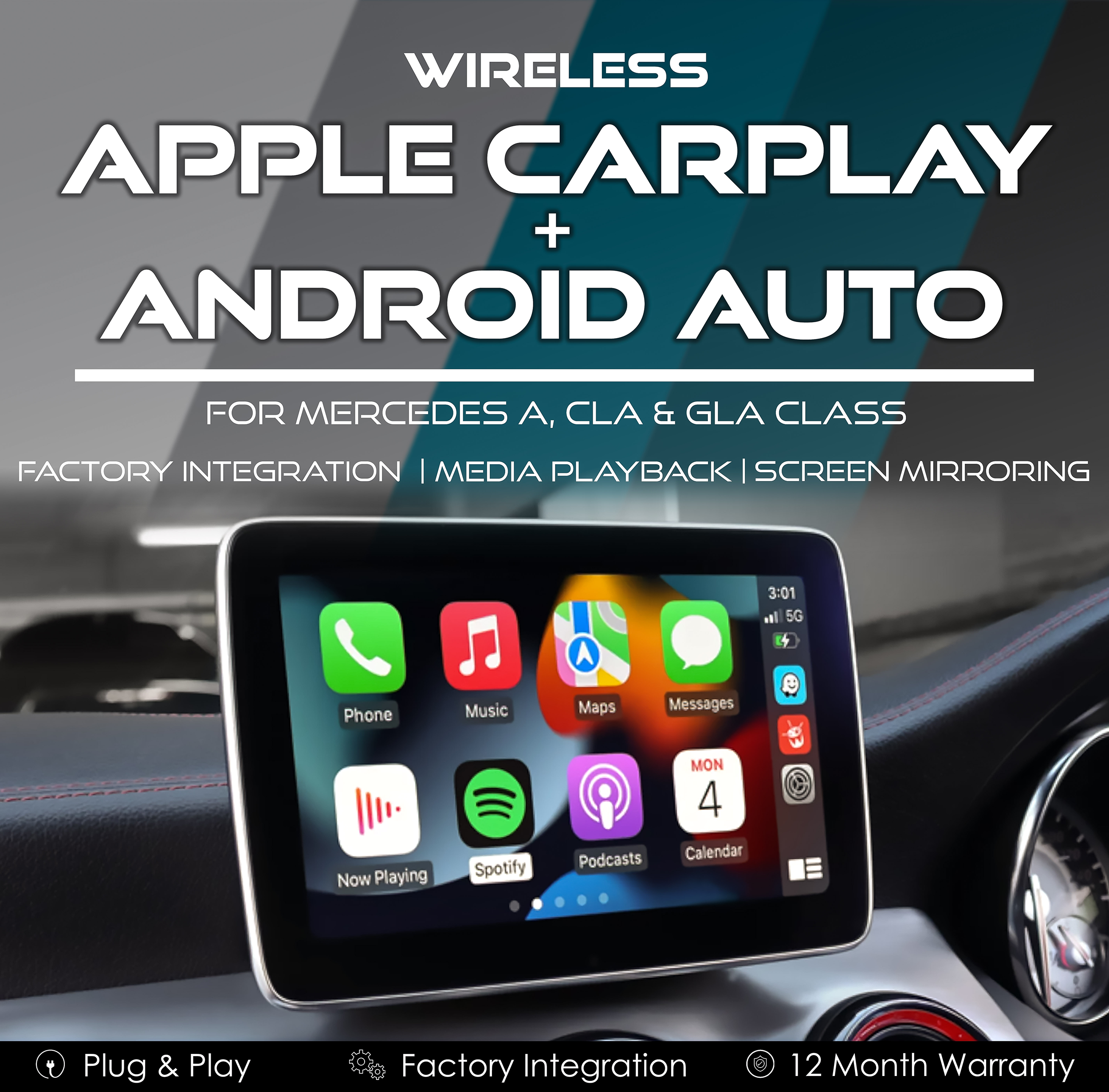 Wireless Apple CarPlay Android Auto Integration for Mercedes A / CLA / GLA Class