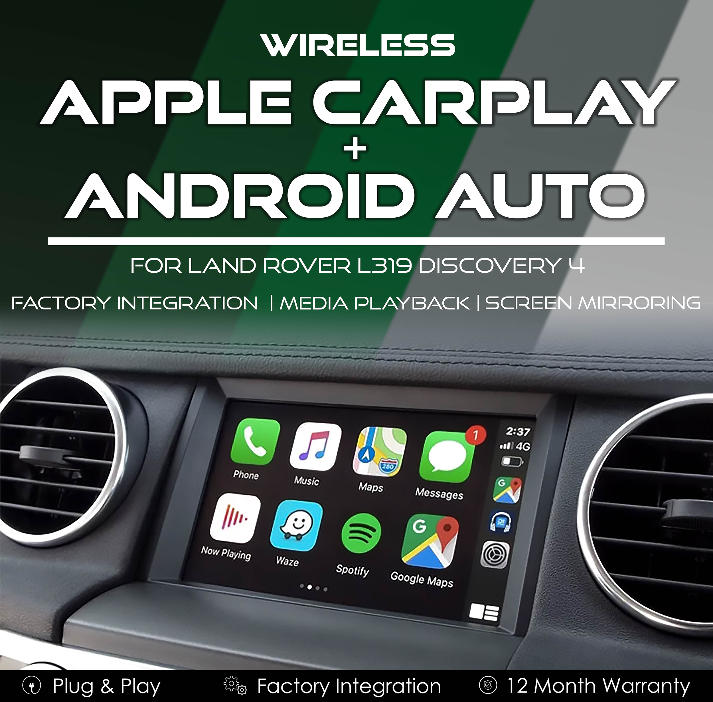 Wireless Apple CarPlay Android Auto Integration for Land Rover L319 Discovery 4