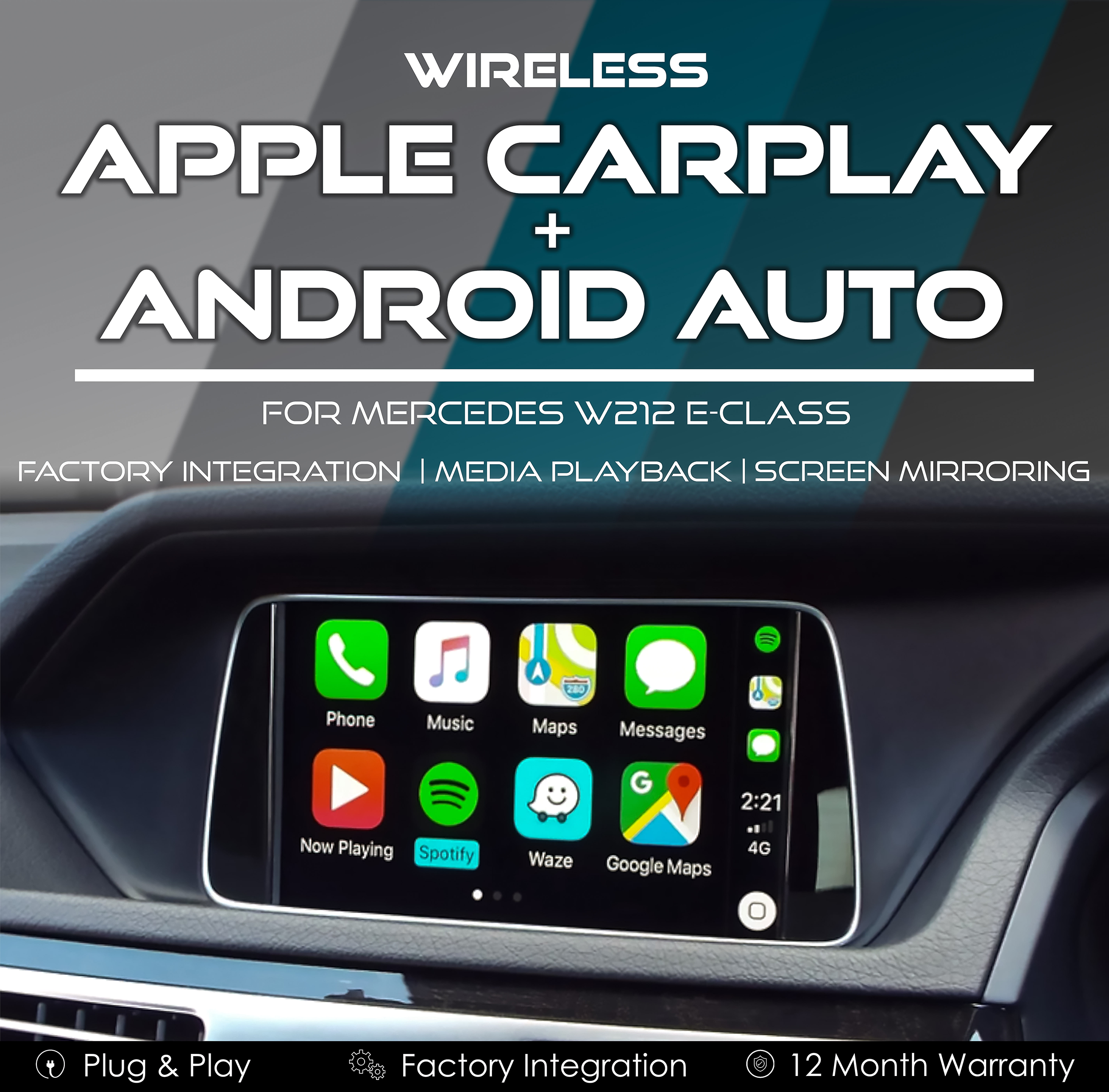 Wireless Apple CarPlay Android Auto Integration for Mercedes W212 E-Class