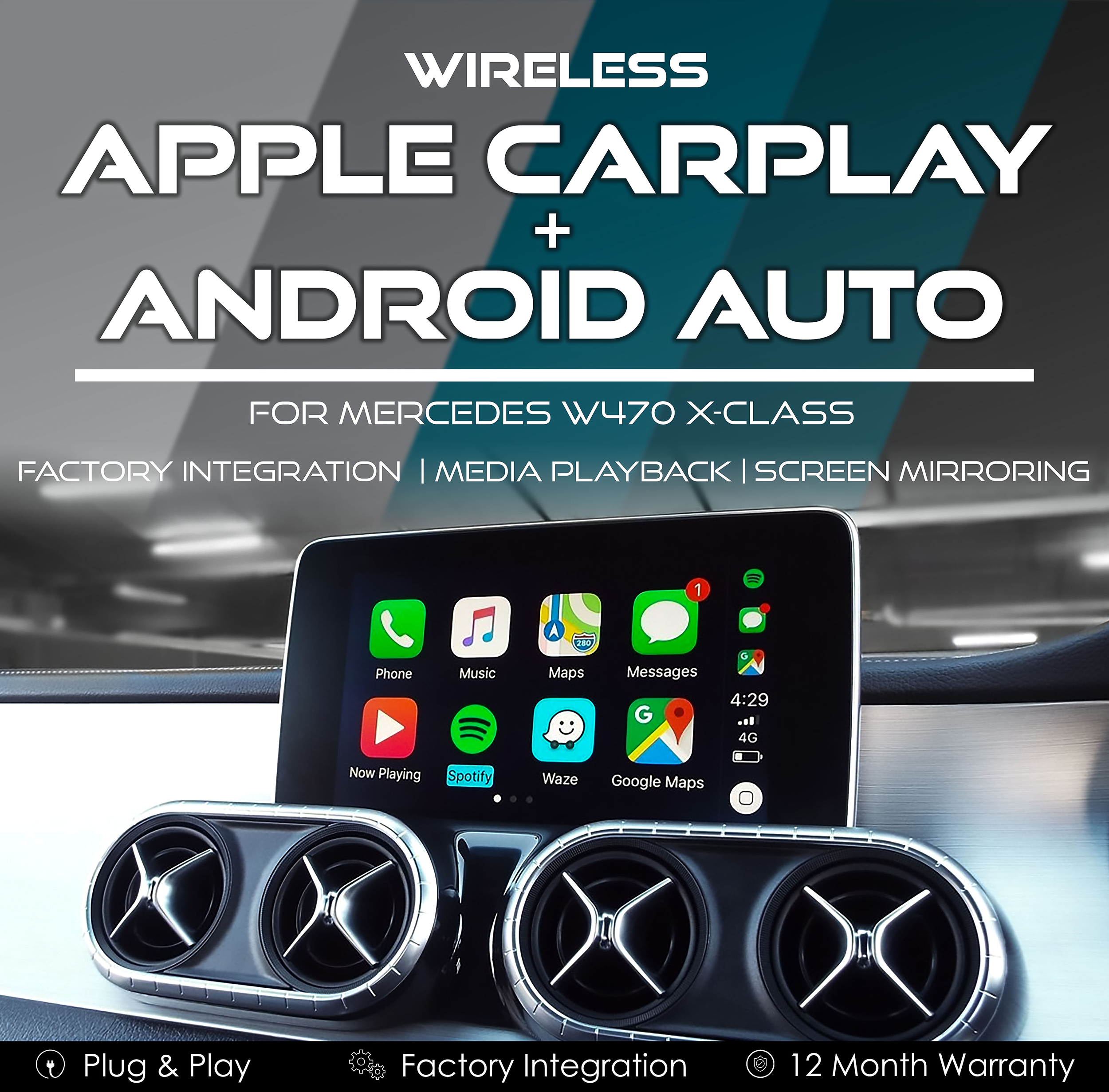 Wireless Apple CarPlay Android Auto Integration for Mercedes Mercedes W470 X-Class