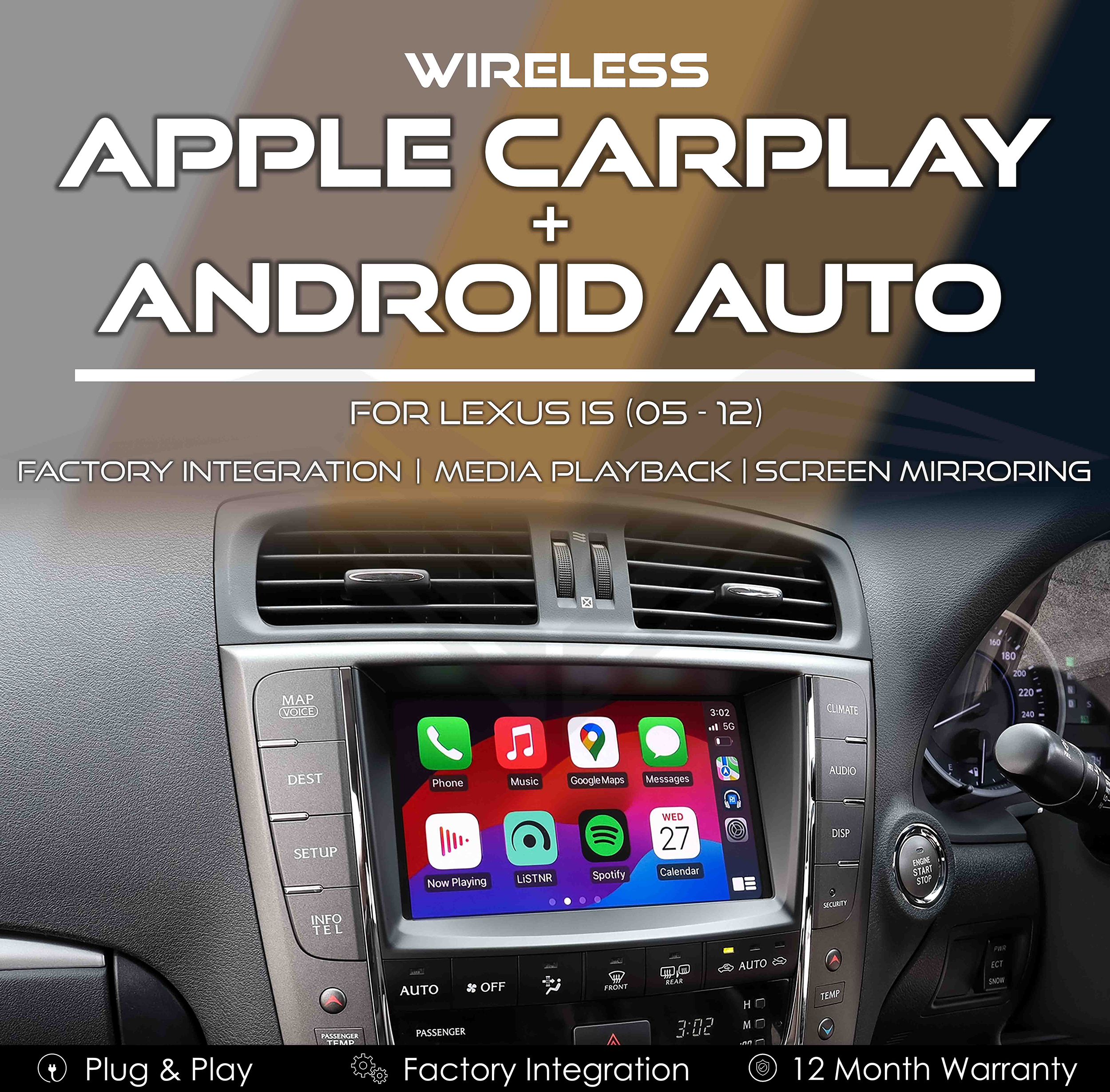 Wireless Apple CarPlay & Android Auto Integration for Lexus IS MY05-12