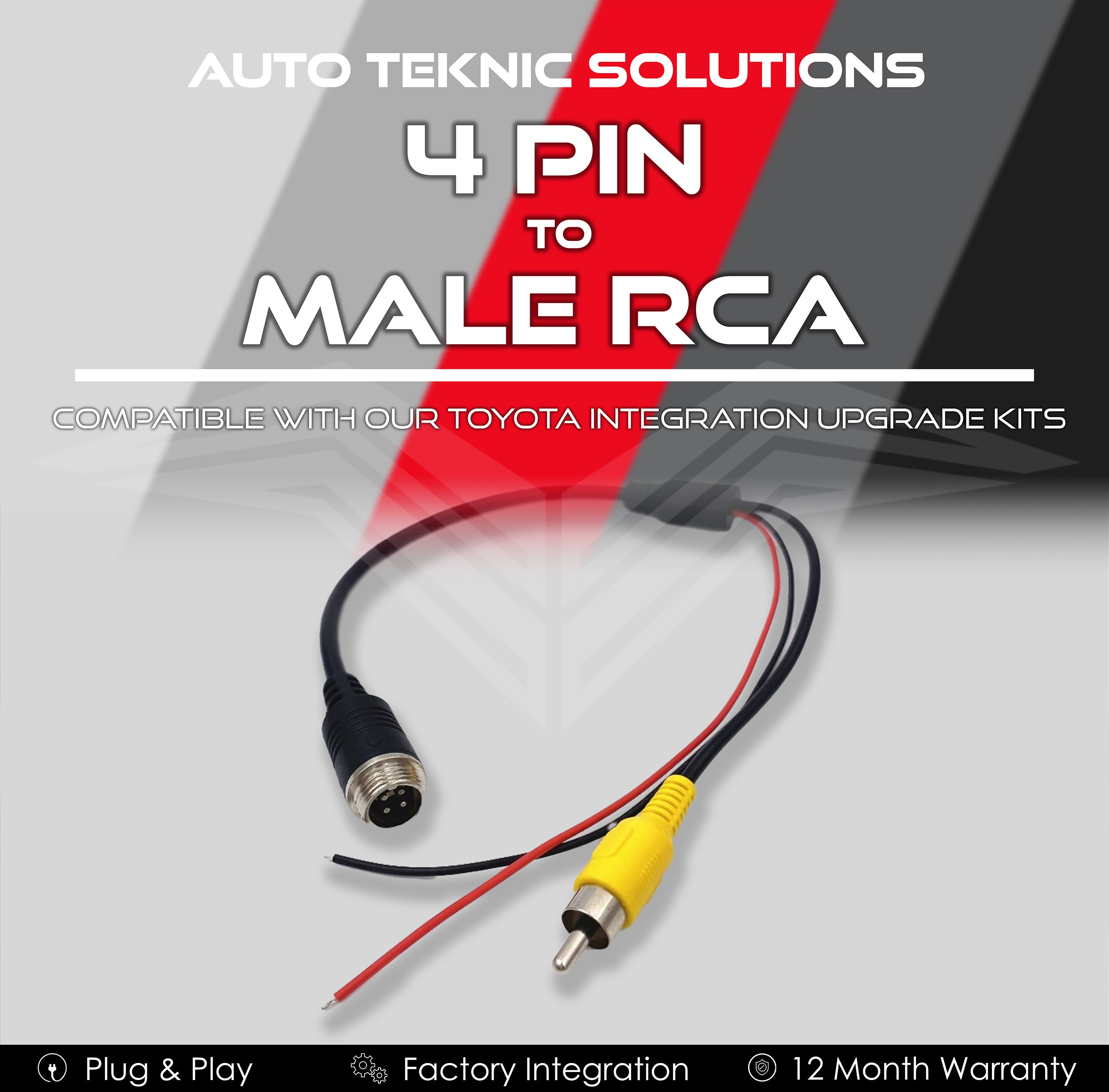 4 Pin to Male RCA Camera Adapter